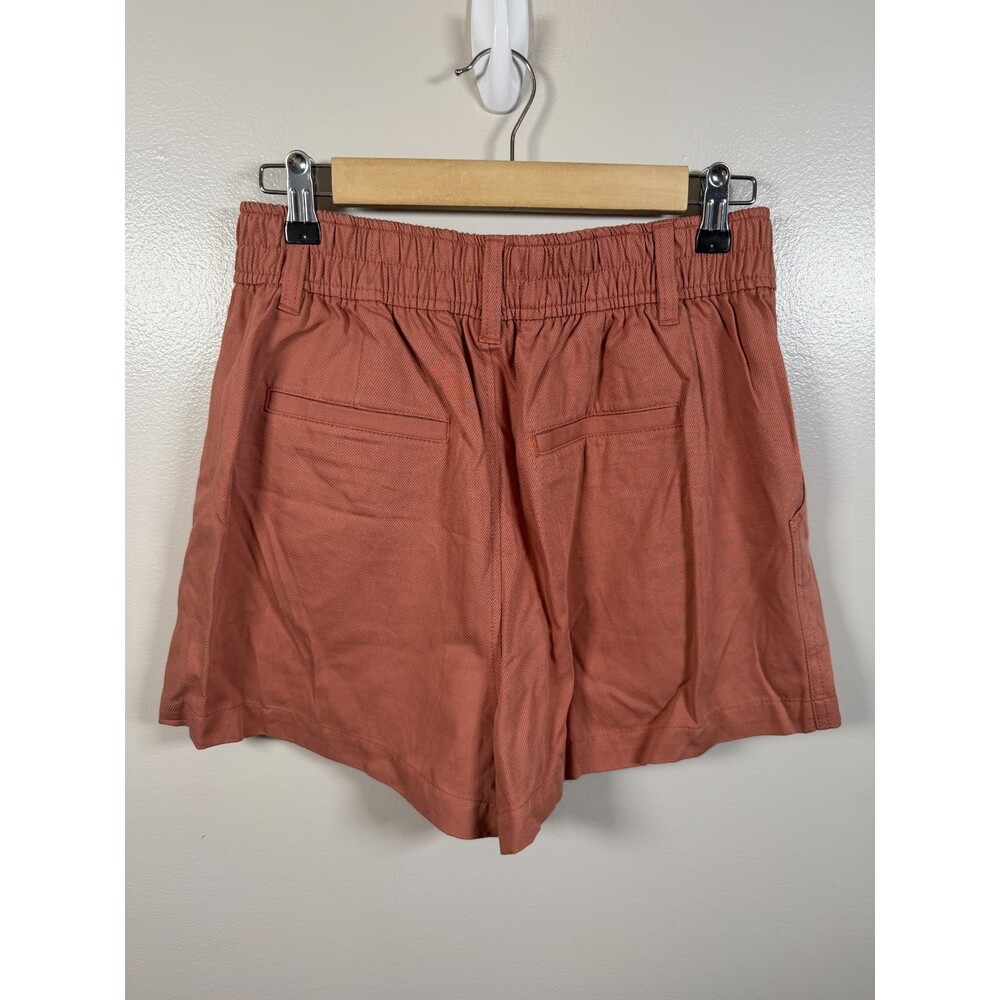 Madewell The Neale Short Size 4 Drapeweave Elastic Pleated Salmon Pink - Picture 3 of 9